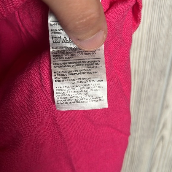 Old Navy Pink Mini Skirt Zip Side Linen Rayon Size Medium - Picture 3 of 5